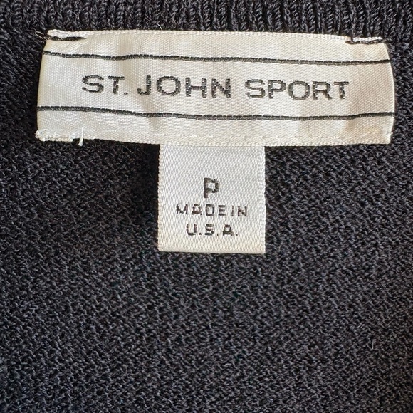 St. John Sport Black Cardigan Sweater V-Neck Cropped - Picture 2 of 9